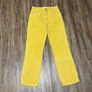 AMO Chloe Crop Corduroy Pants Women's 25 Fall Made in USA in Mustard Wash